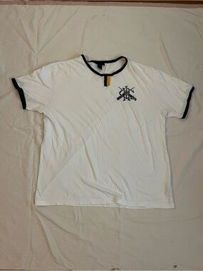 Ralph Lauren White Short Sleeve Ringer Tee with Navy Trim